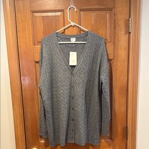 NWT A.New day women’s gray button cardigan sweater  size xlarge.